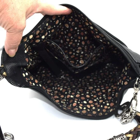 Brighton Barbados Zip Top Hobo Leather Handbag Purse Bags